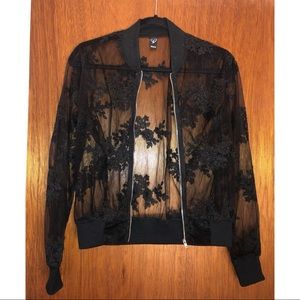 Windsor Black Lace/Mesh Bomber Jacket